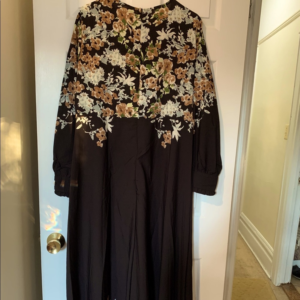 Long black floral dress